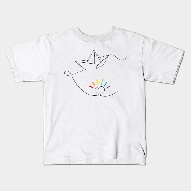 Paper boat pride design Kids T-Shirt by BelfastBoatCo